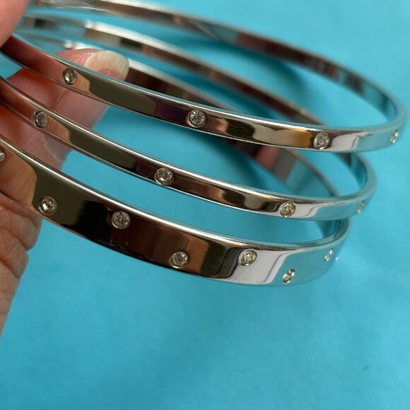 Swarovski Rhodium Crystal Bangle Bracelets - Picture 5 of 6